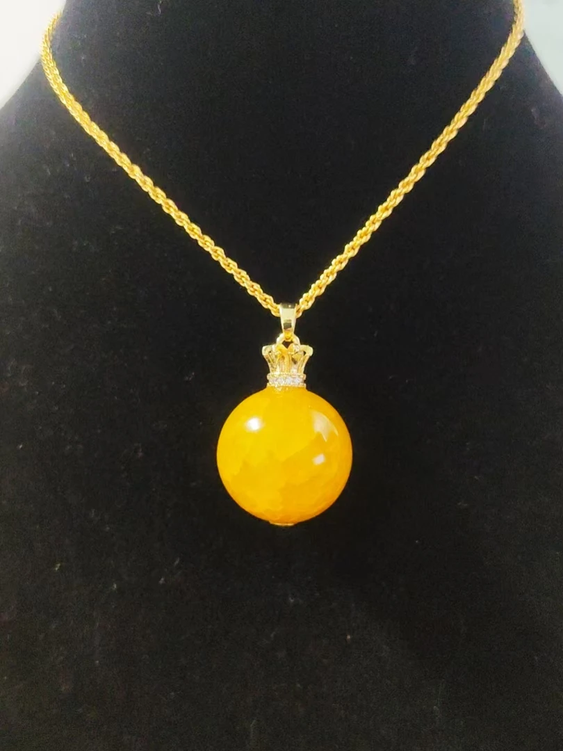 私人定制 典藏顶奢美丽首饰黄圆珠吊坠