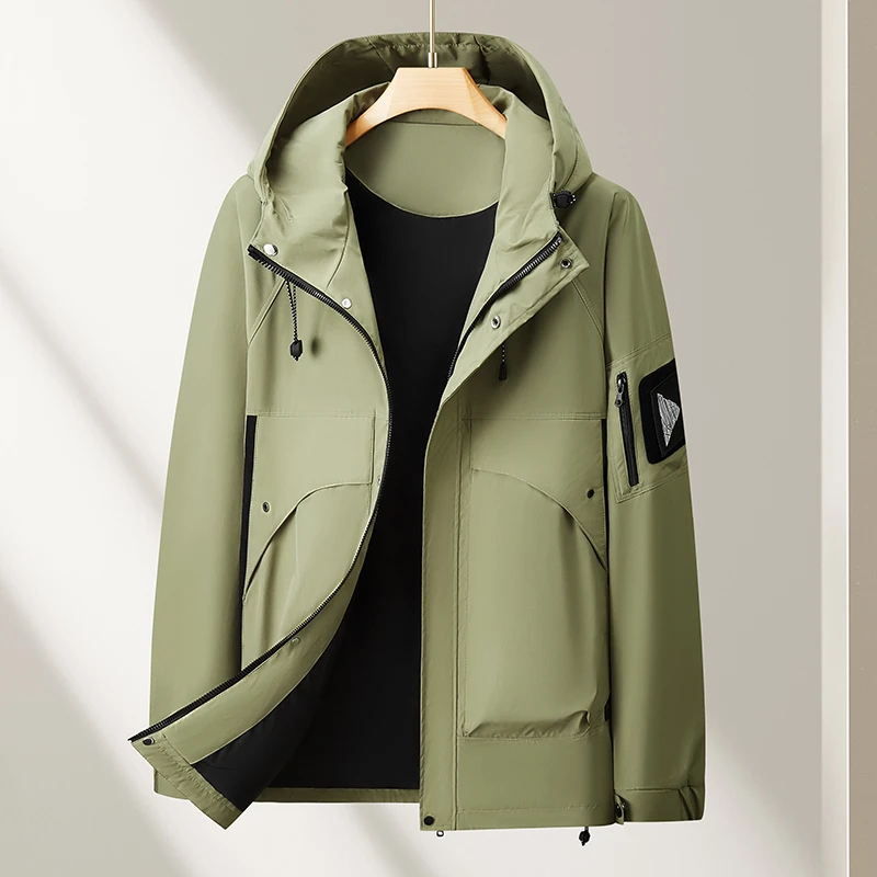 【老周大码】N-男士春秋运动户外休闲薄款工装连帽夹克外套