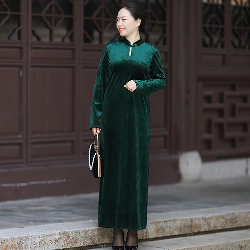 美爱《闭月羞花》真丝丝绒重工气质淑女秋冬2025连衣裙Q478