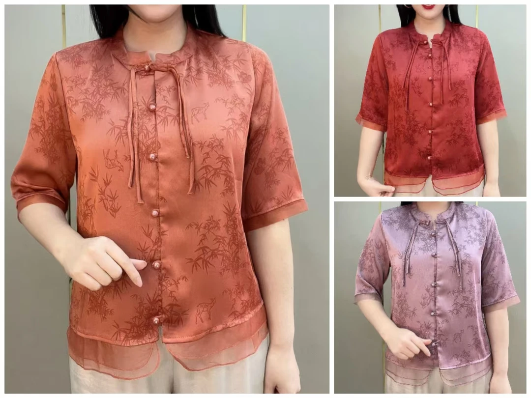 520款立领盘扣菲边国风衫