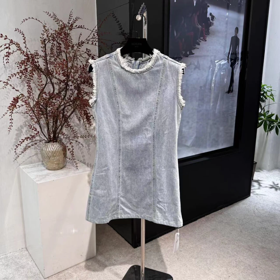 气质蓝色夏季设计师连衣裙182