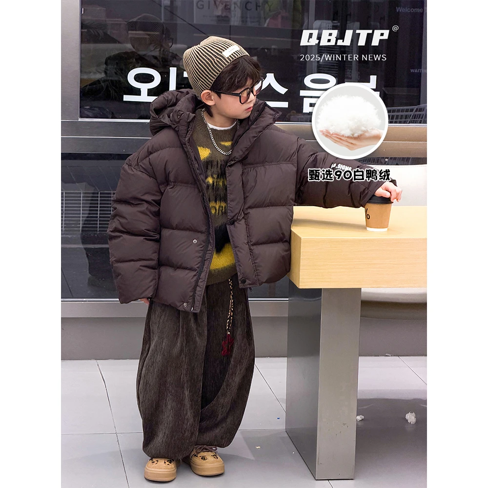 Q宝家童品11月新款 男童白鸭绒羽绒服儿童冬季保暖韩系羽绒面包服