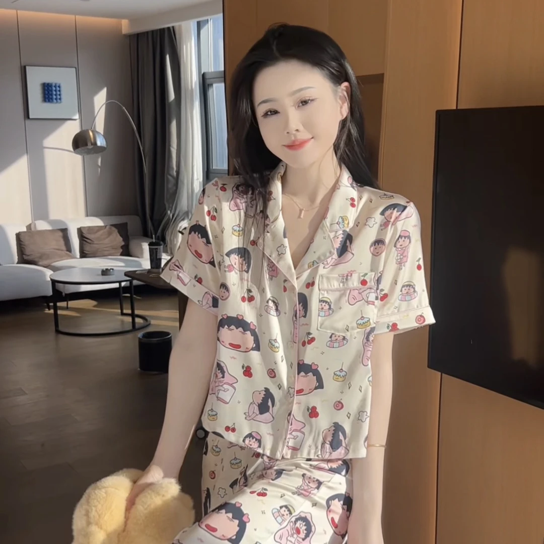 （樱桃丸子）夏季可爱休闲显瘦减龄短袖睡衣女家居服套装可外穿百搭