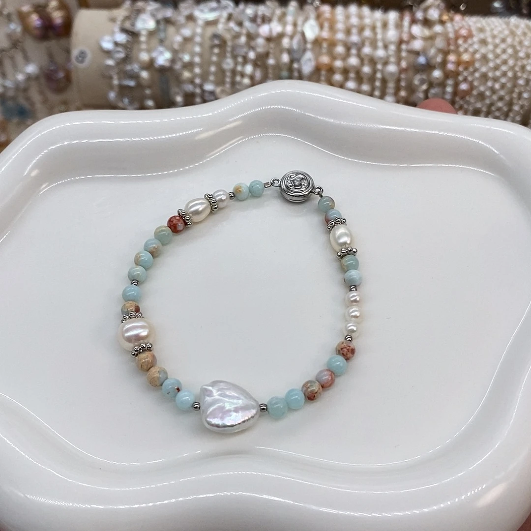 银S925镶嵌手绳淡水珍珠