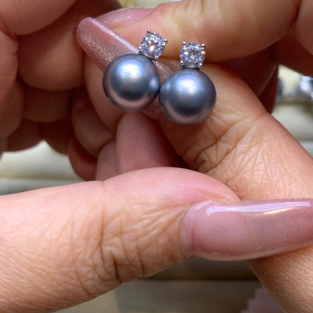 银S925镶嵌耳饰海水珍珠