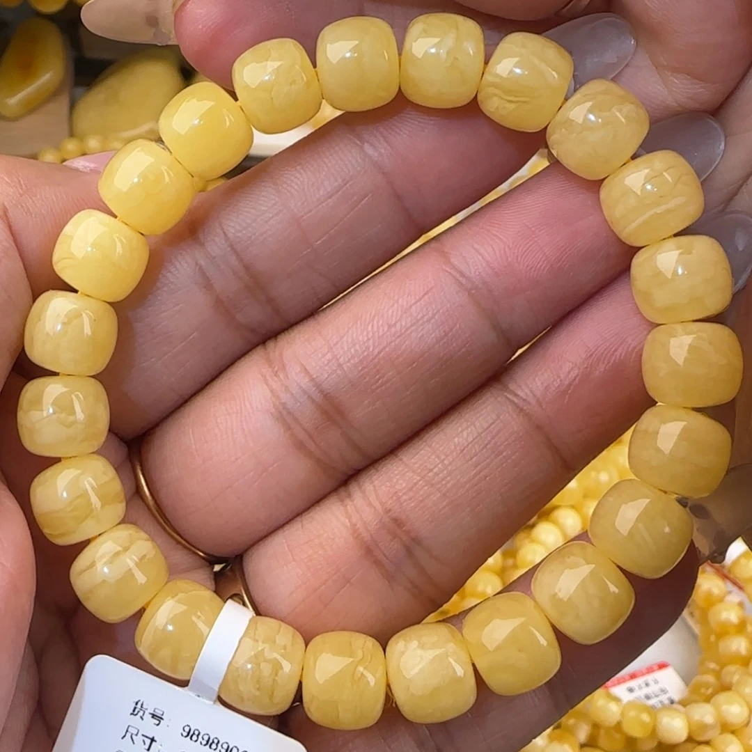 蜜蜡未镶嵌手链妖白花老型手串