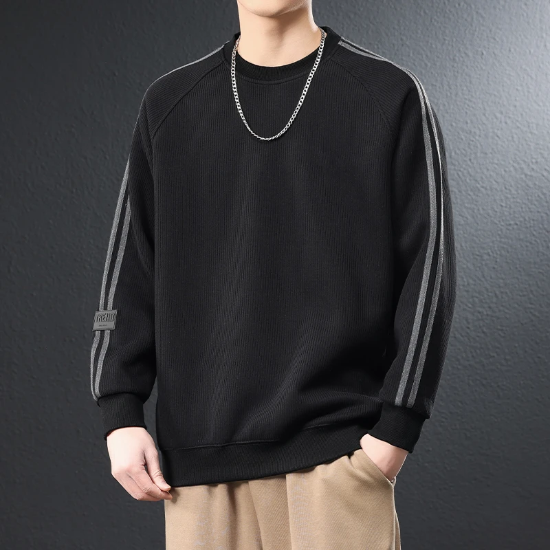 肌理感重磅圆领卫衣男士春秋季2025新款宽松打底衫潮流男休闲上衣