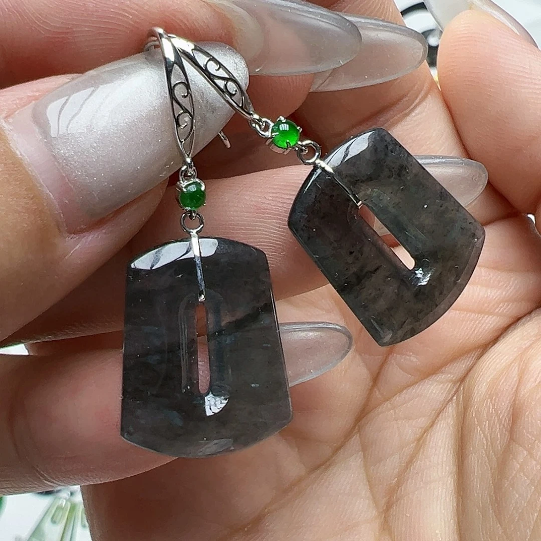 翡翠18K金镶嵌耳饰?****王天然缅甸A货翡翠