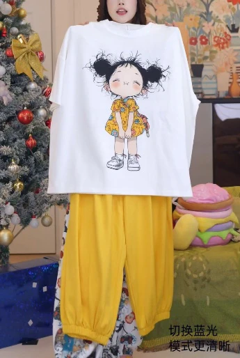 套头可爱风休闲风女薄款夏季套装春夏印花休闲套装