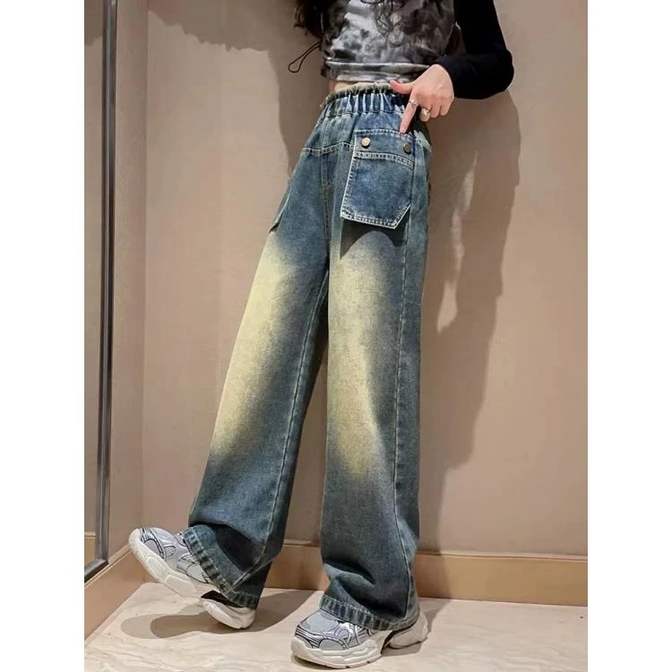 407243《现》优选韩版儿童时尚洋气百搭休闲牛仔裤