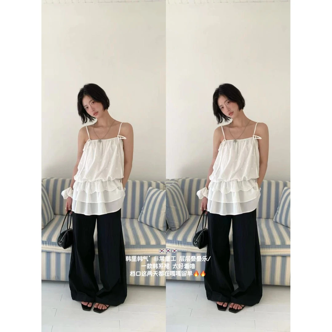 12443#FINOA#『韩里韩气』INS风重工吊带连衣裙（福利）