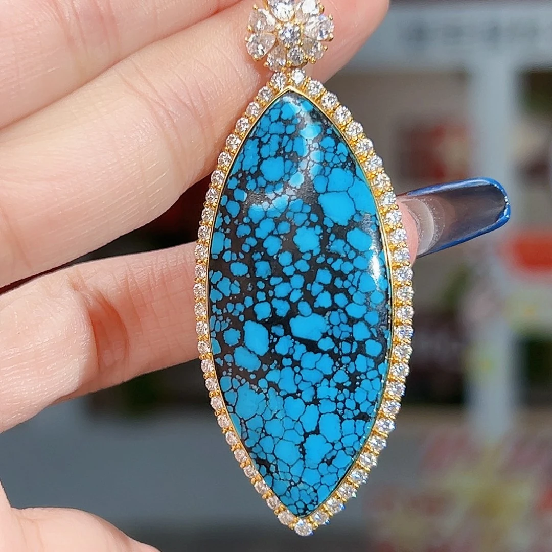 绿松石18K金镶嵌珠宝奇石