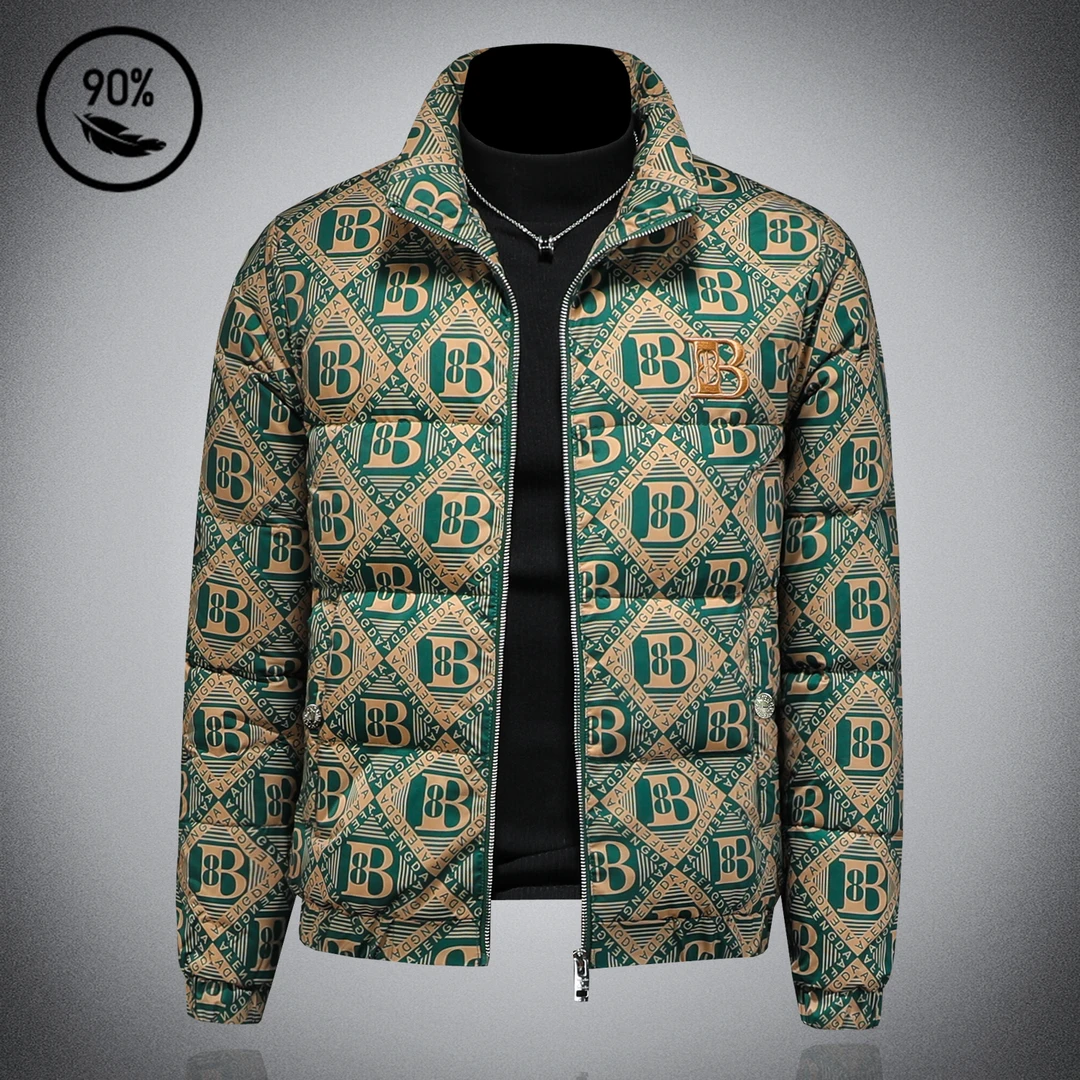 2025新款冬季保暖羽绒服外套男款高端潮牌字母印花立领短款羽绒衣