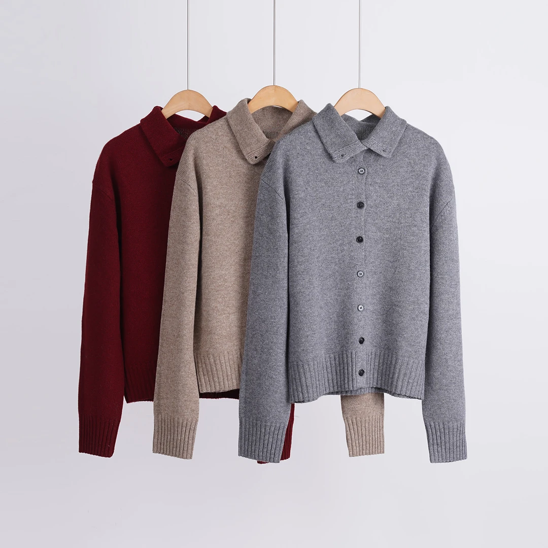 【冬日慵懒】重磅100%羊毛纽扣沙漏领女士毛衣（252146）2935