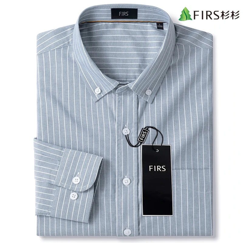 杉杉高级感商务衬衫男士衬衣长袖春秋季修身翻领潮流条纹透气上衣