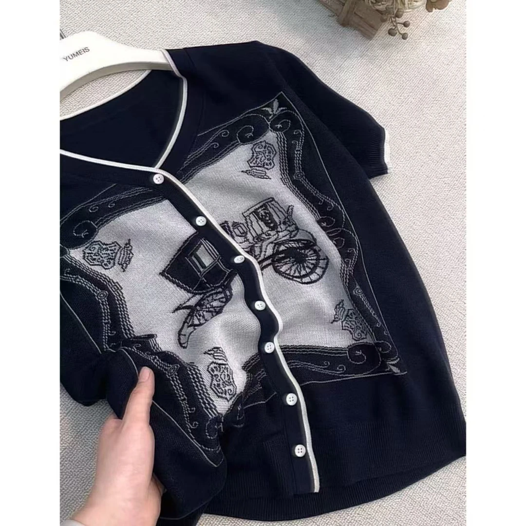 600-699 夏季短袖针织衫时尚圆领毛针织衫女百搭休闲气质0604