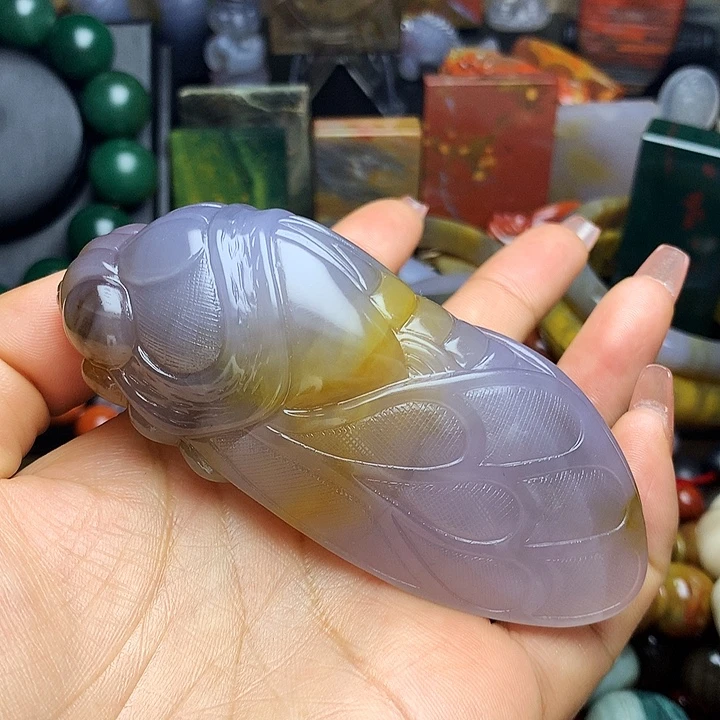 硅化玉未镶嵌吊坠(不含链)玉蝉手把件