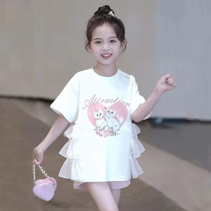 女童短袖T恤裙夏季2025新款潮儿童时髦裙子夏装女孩半袖上衣洋气