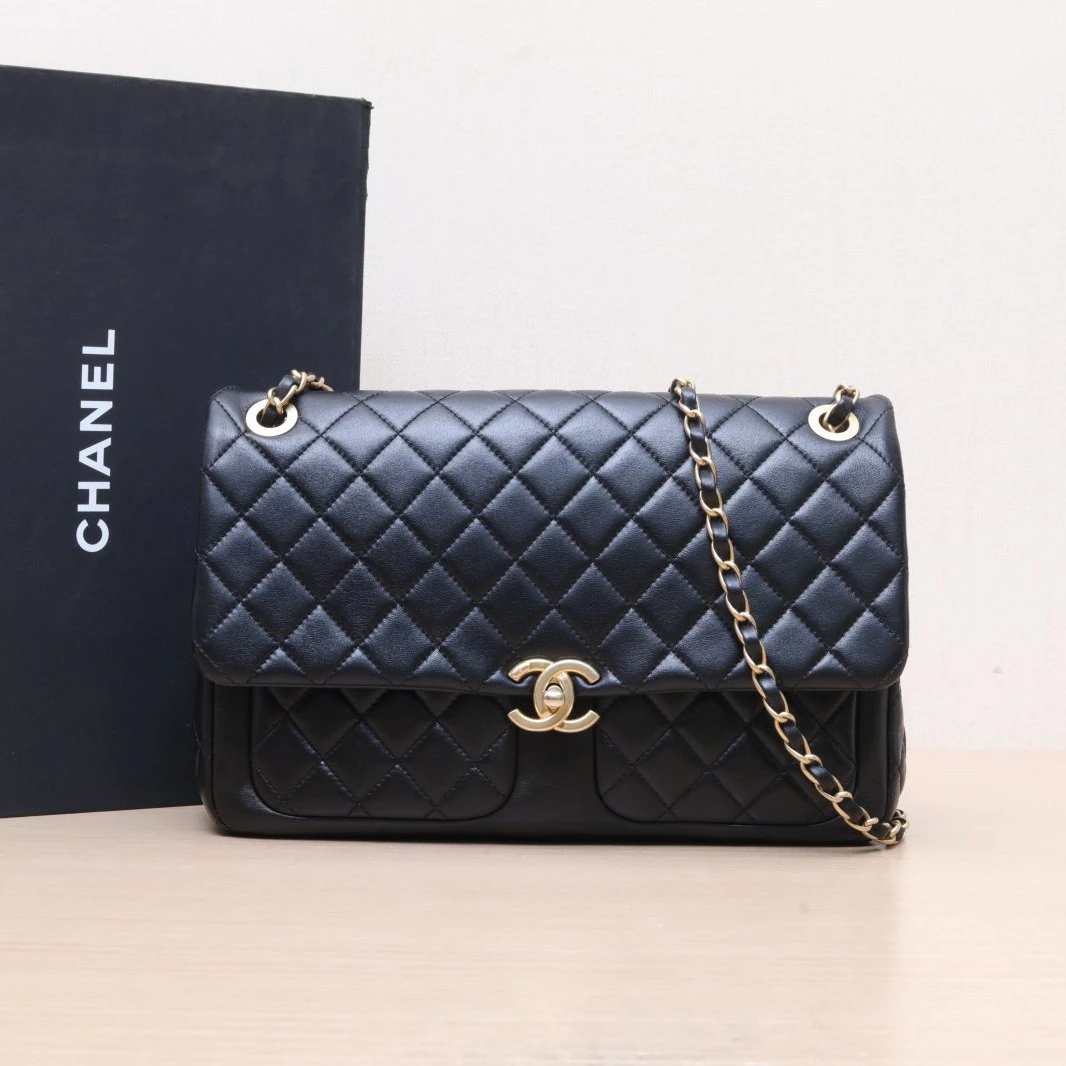 99新 Chanel/香奈儿 【双双满减】芯片 CF 23K 单盖邮差包 JUMBO