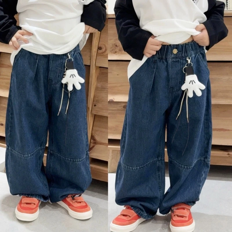 秋季新款牛仔裤男女童百搭哈伦裤