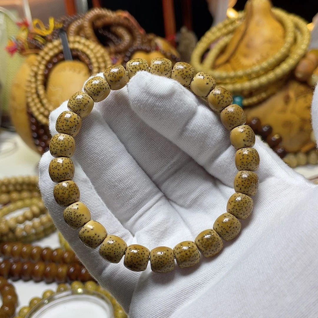 手串星月菩提8-9直切鼓珠河豚大留白福利款