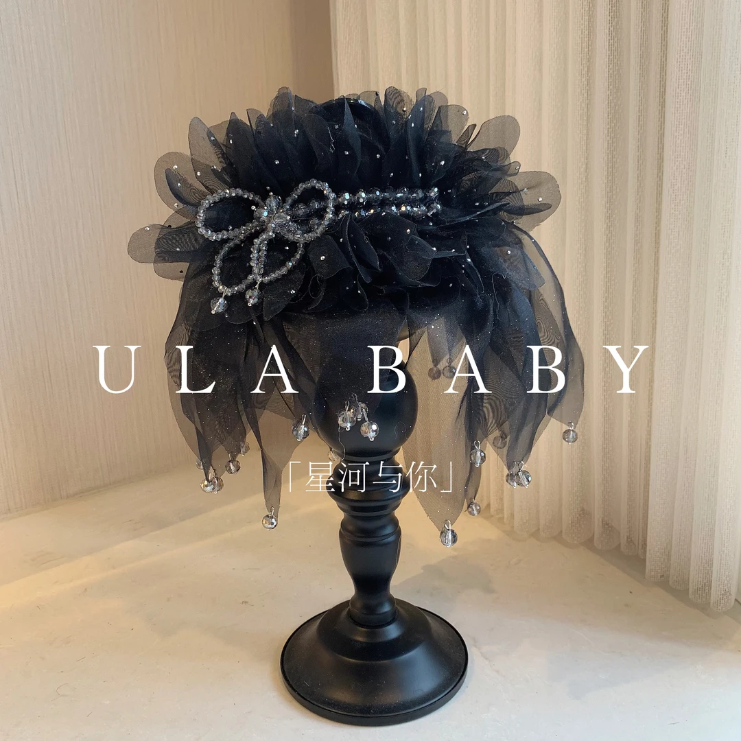 【喜儿ula】6-13-1「星河与你」气质星闪轻纱花朵蝴蝶结流苏抓夹