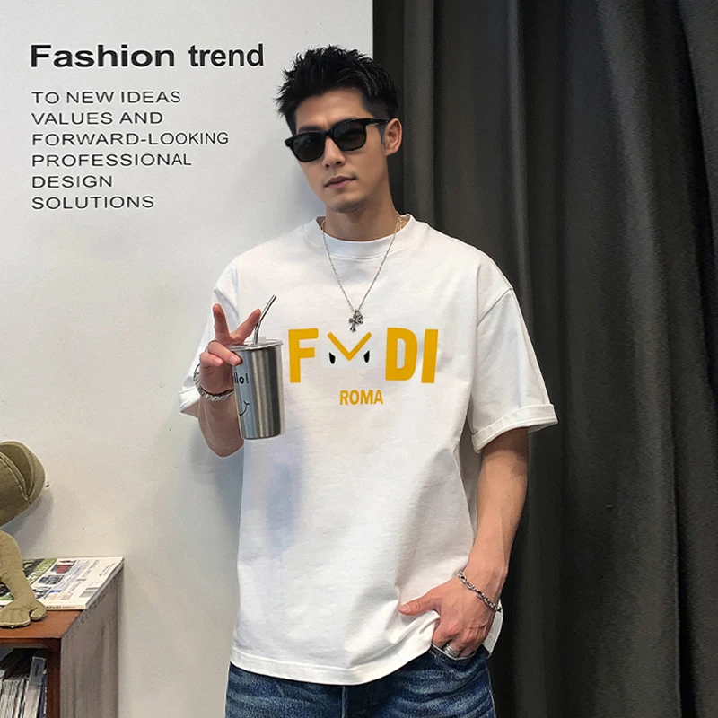 【高总专用-黄色小眼睛】T2022夏季新款刺绣宽松潮流短袖男t恤