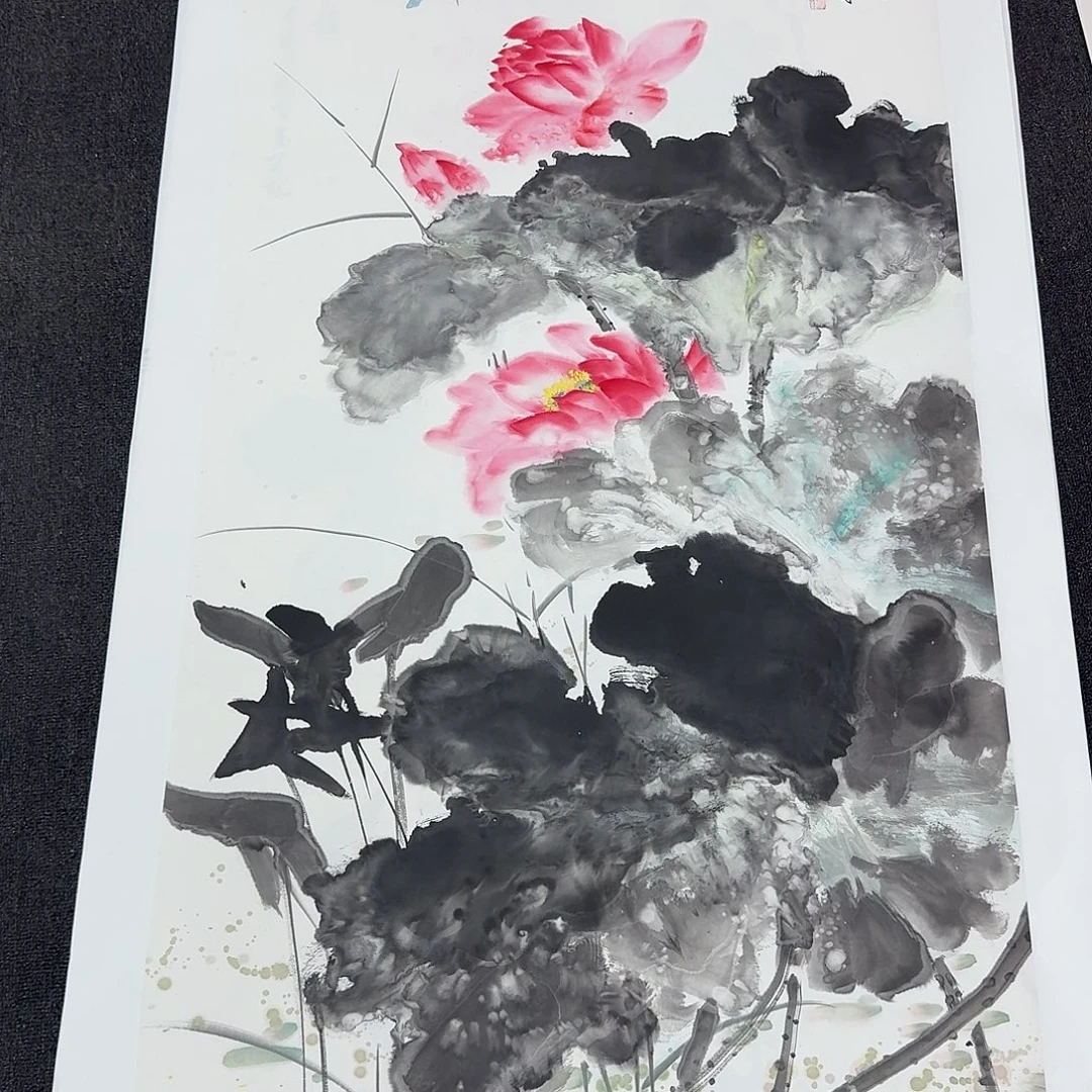 国画四尺整幅荷花