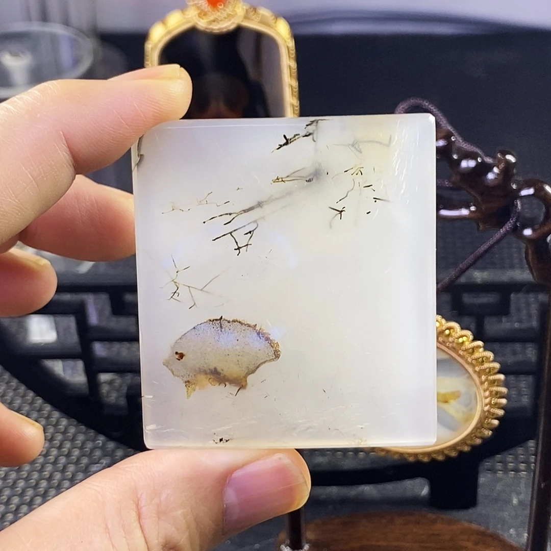 合成碳硅石非金属时尚图纹画面石饰品