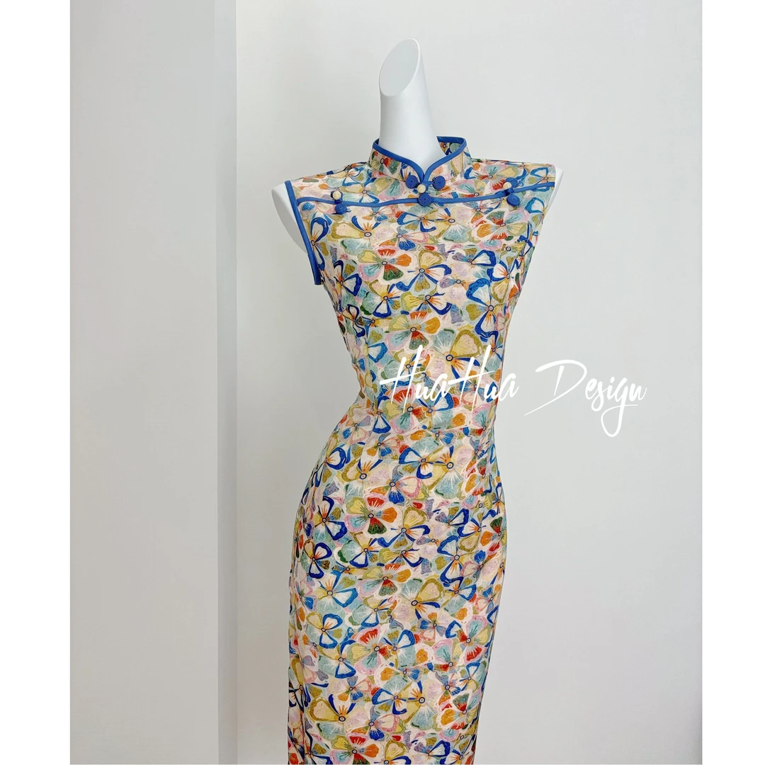 【雾起南山】中国风文艺复古无袖日常旗袍优雅立领显瘦修身衣长120