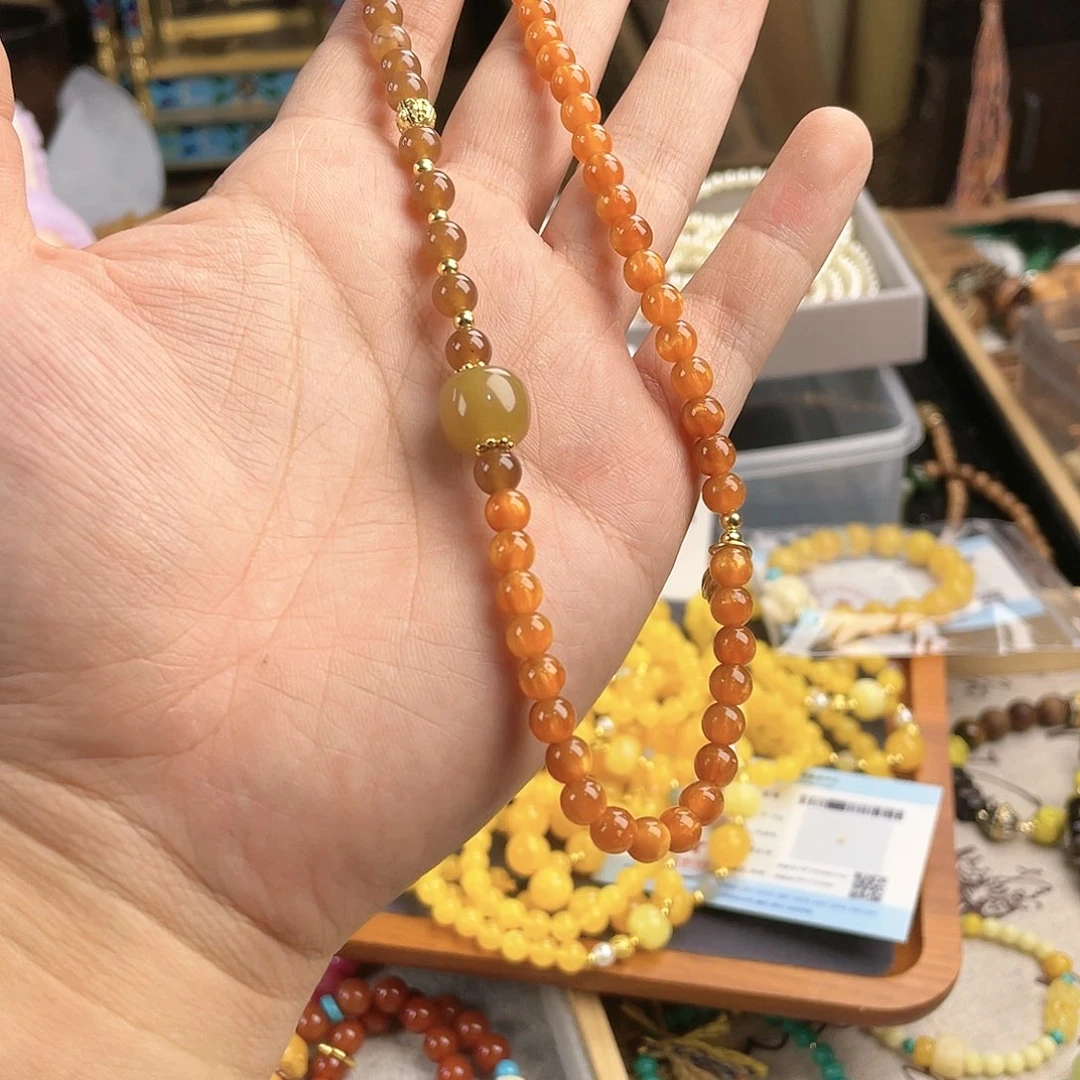 檀香木手串银S925镀金镶嵌