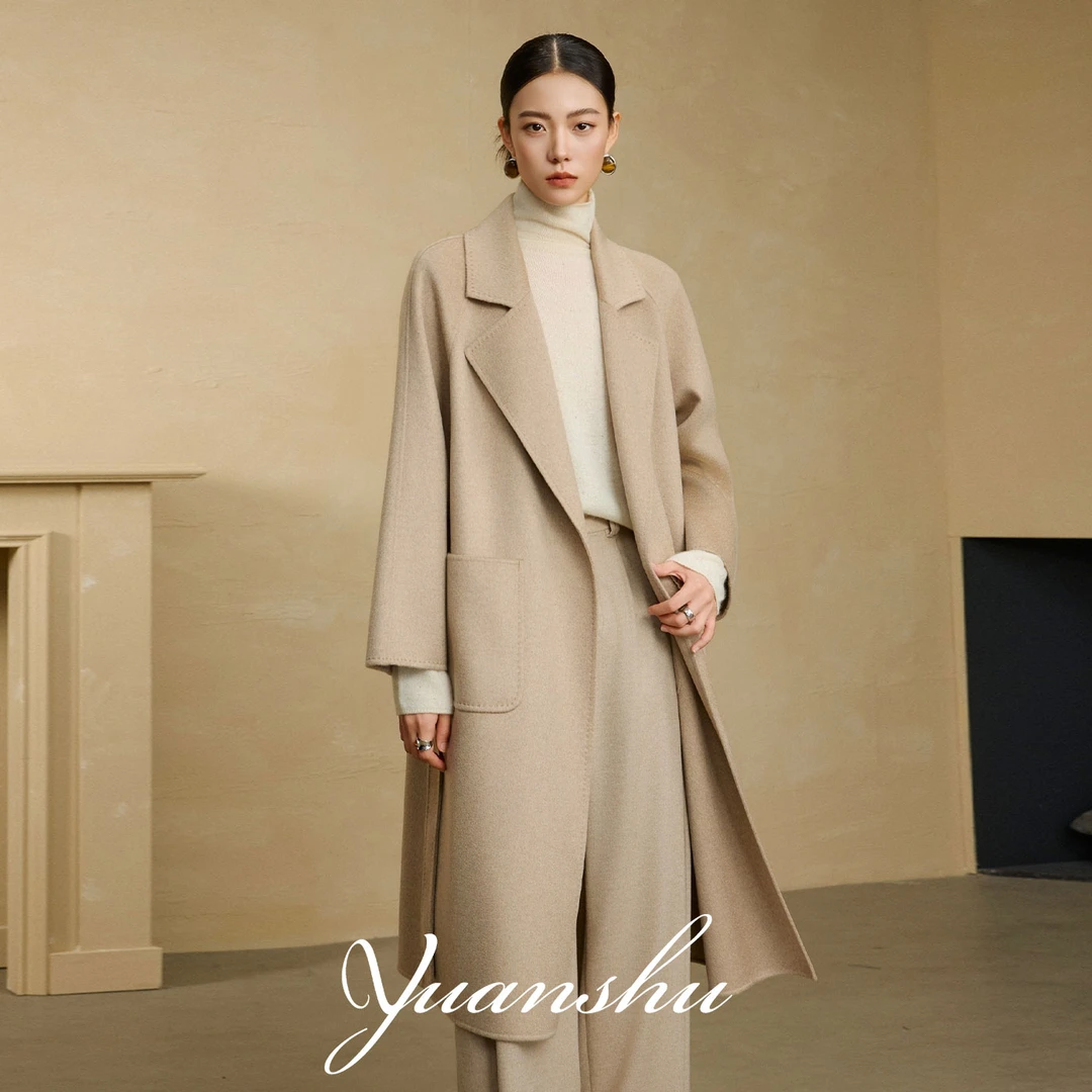 原束【M家经典浴袍长款】100%小山羊绒大衣浴袍长款大衣