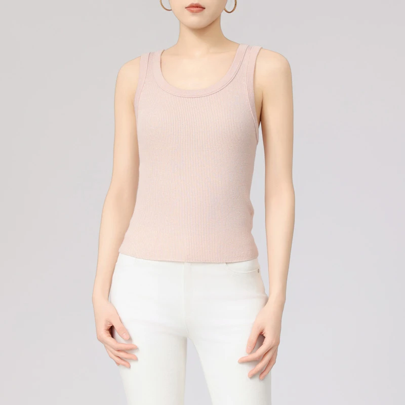 {专柜}商品同款2025新款时尚经典显瘦羊毛打底衫背心女装538074