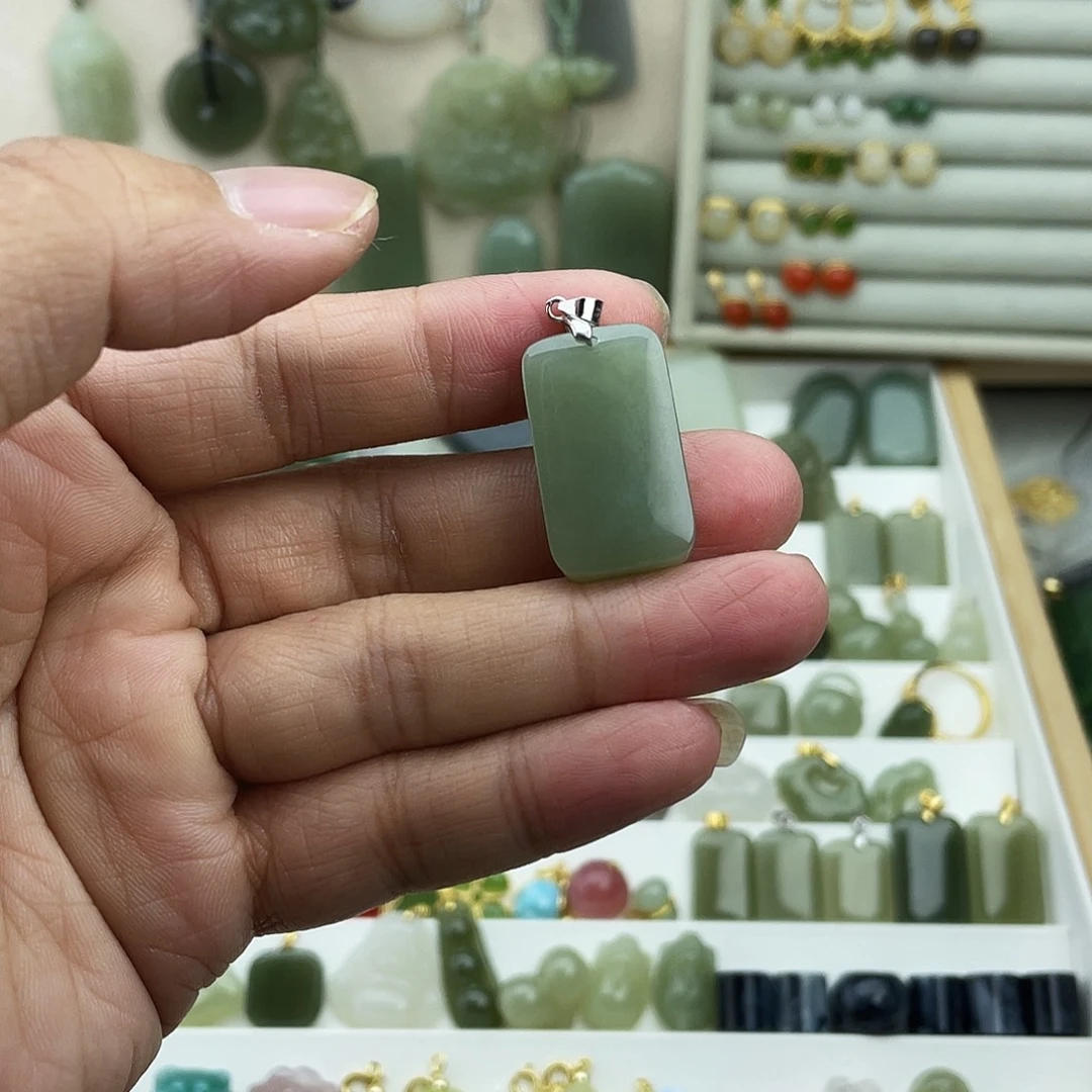 和田玉银S925镶嵌吊坠(不含链)