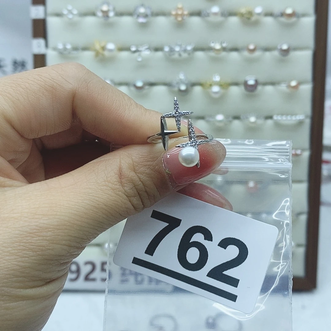 淡水珍珠戒指银S925镶嵌晚*秋762