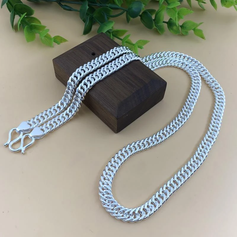 【男士老板银项链坦克链】+礼盒证书