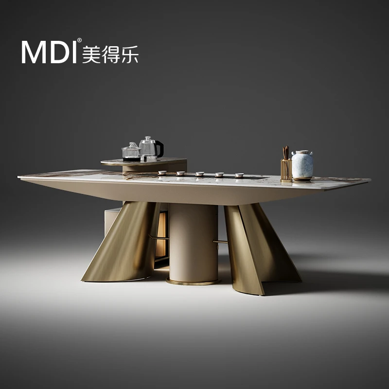 美得乐现代简约茶桌椅轻奢茶几办公室接待室高级新中式功夫茶台