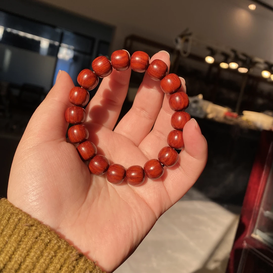 阳光下实拍 原汁原味 11x12老型 鸡血红泥料外二膘 印度小叶紫檀