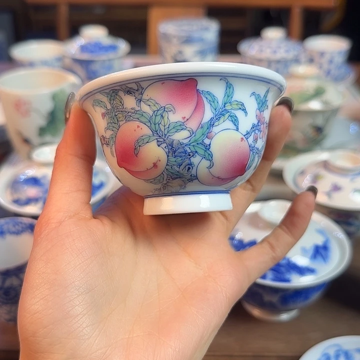 名窑口 五桃压手杯放漏