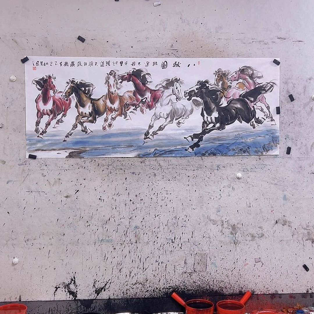 顺***利国画六尺178x70cmcm