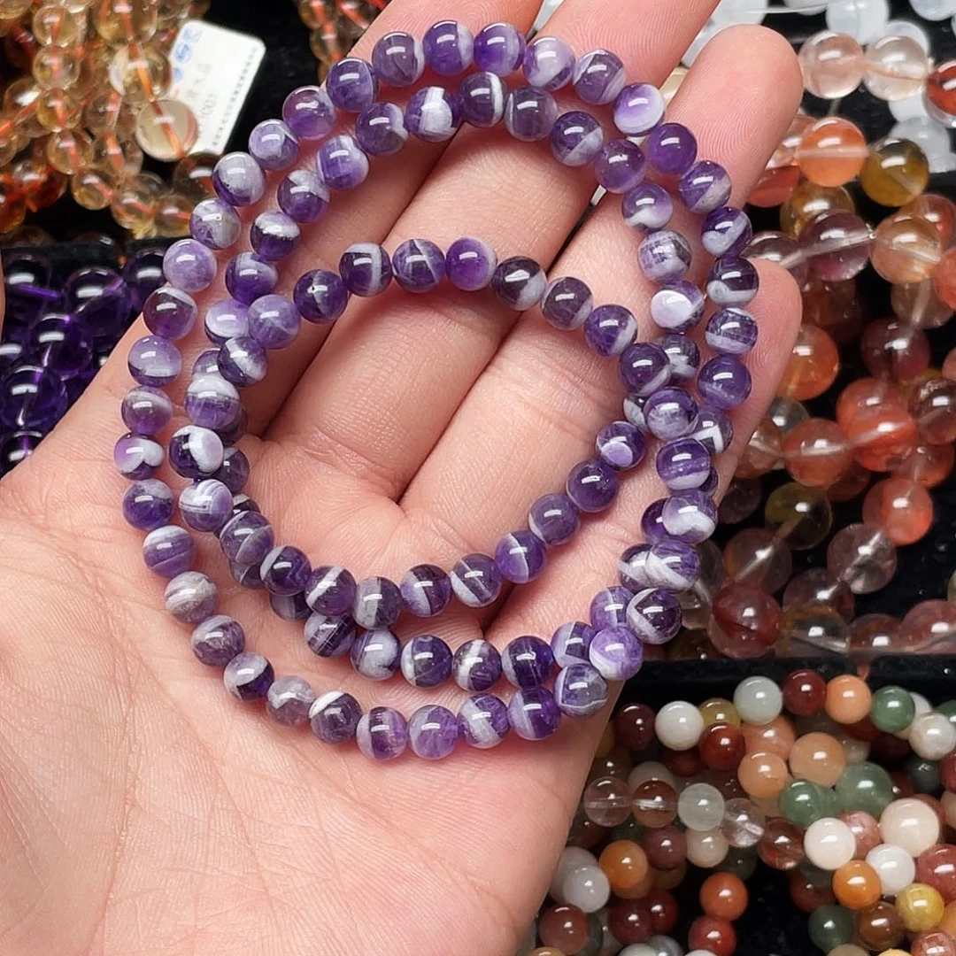 未镶嵌手链水晶梦幻紫水晶6.4