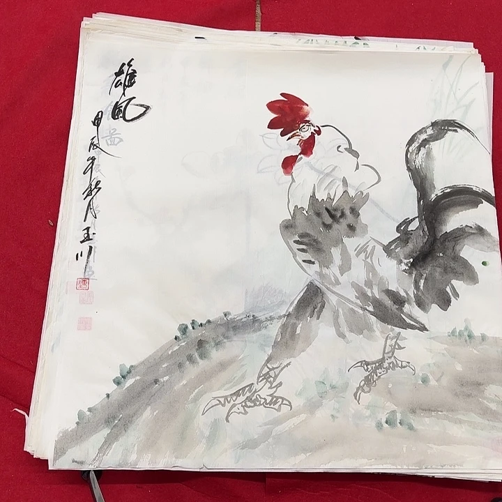 国画花鸟等图案为主