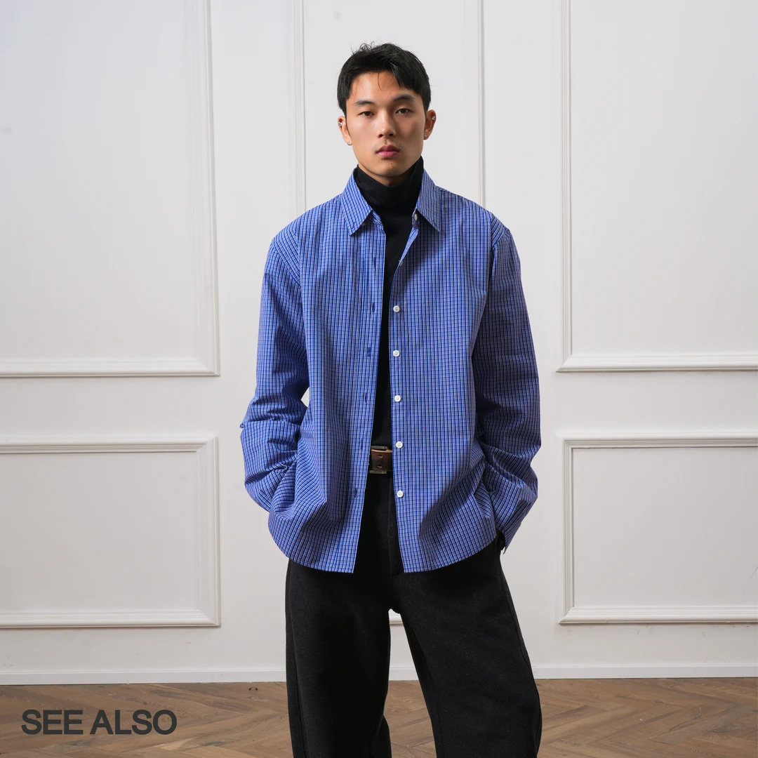 SEE ALSO 复古慵懒松弛秋冬宽松格纹内搭长袖百搭休闲衬衫 SA003