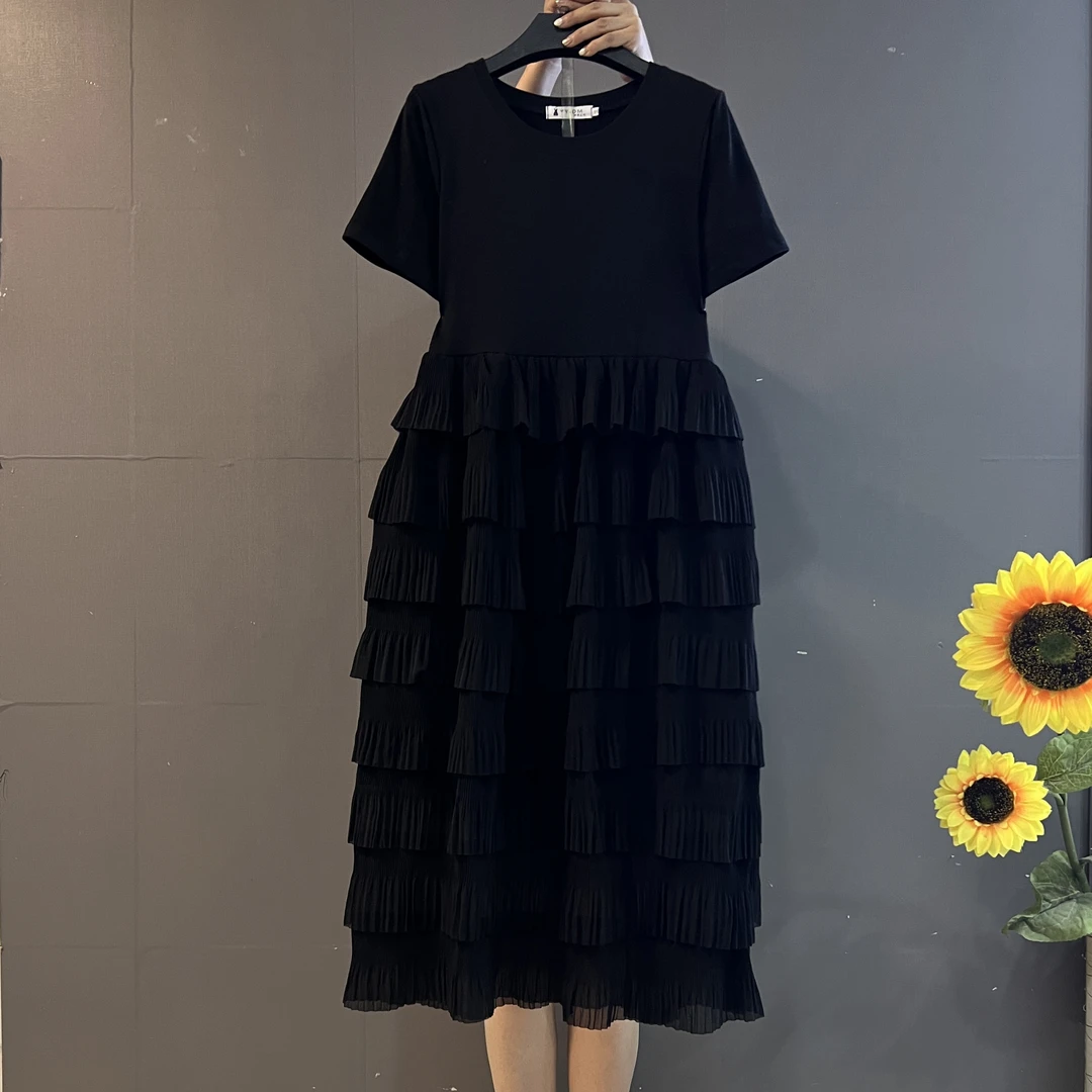 洋气大码女装蛋糕连衣裙高腰设计显瘦遮肉气质中长款裙子3212