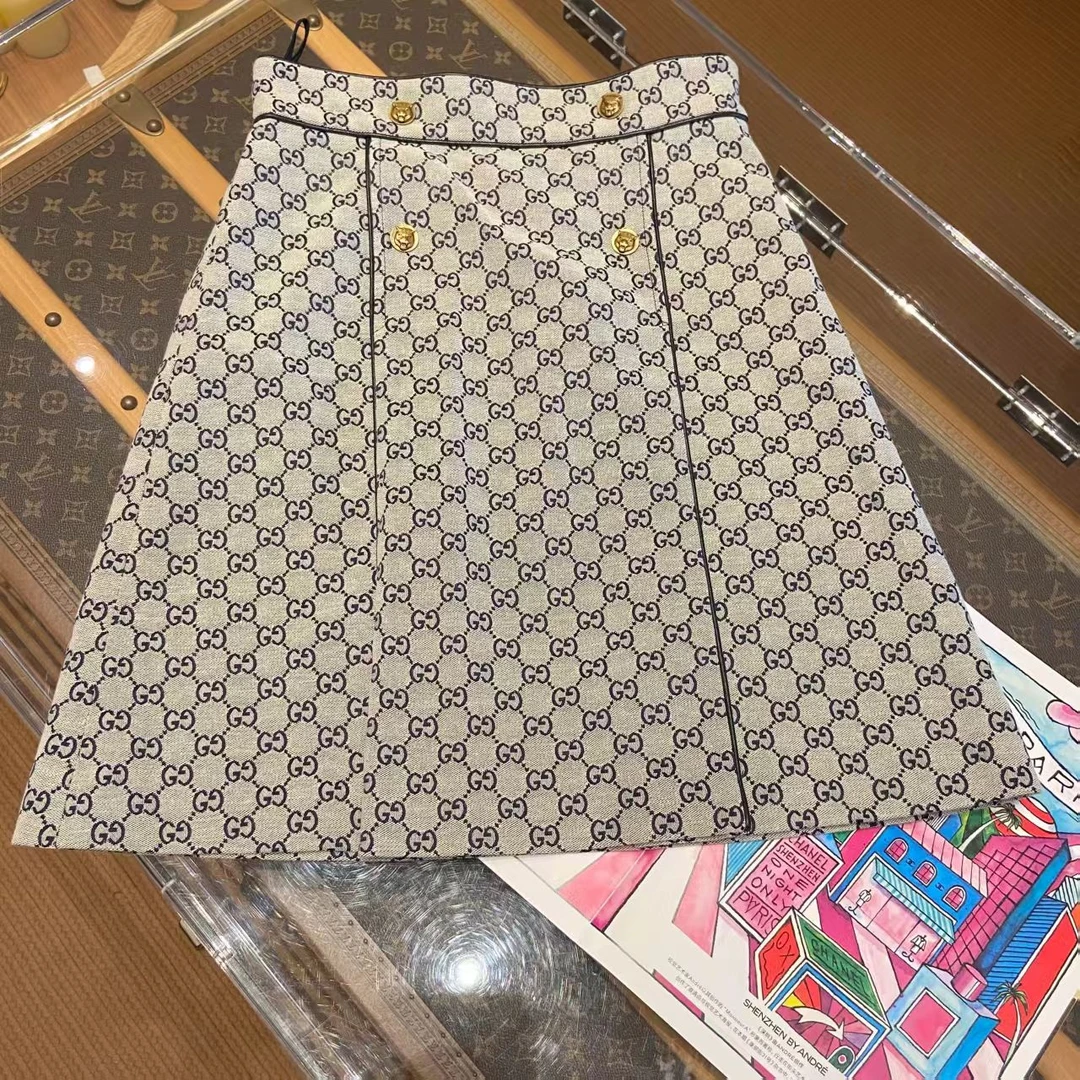 99新 GUCCI/古驰 壹臻/满印logo半身裙 40码 73444568