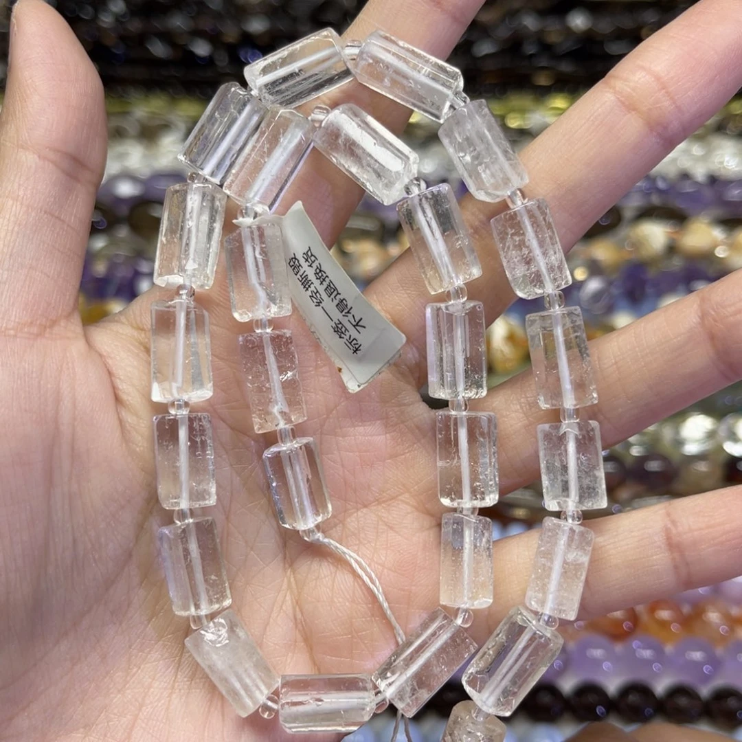 玛瑙/玉髓散珠天然白水晶卡8.7✖️14.6长条38厘米