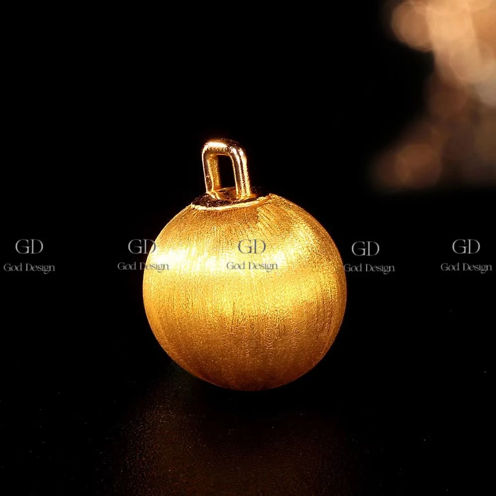 【诗诗专属】18k金拉丝12mm奢华拉丝金球单颗配件 有球必应