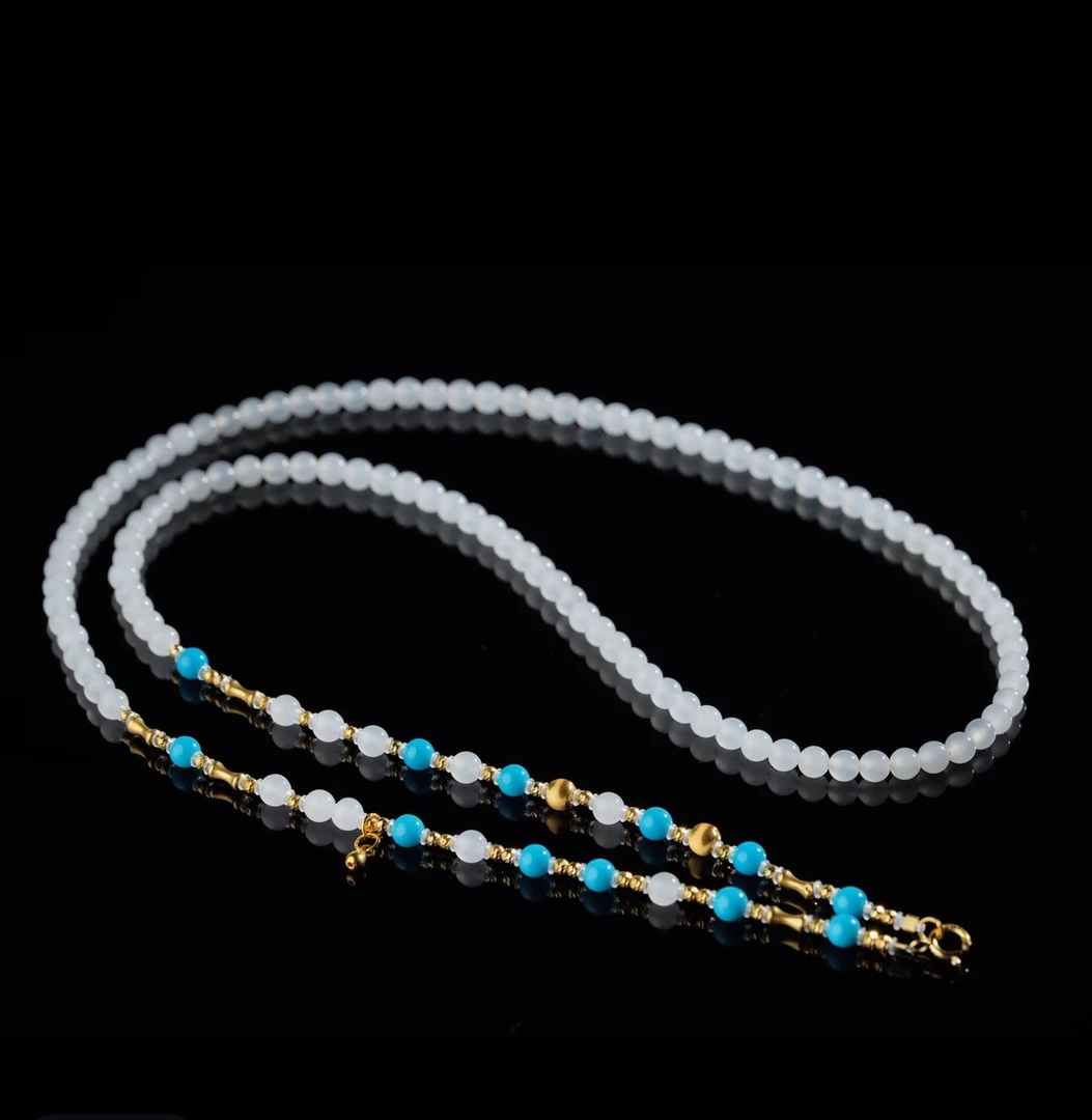 首发价【鹿鸣】长依 | 18k金和田玉白玉米项链 4mm 60CM P168