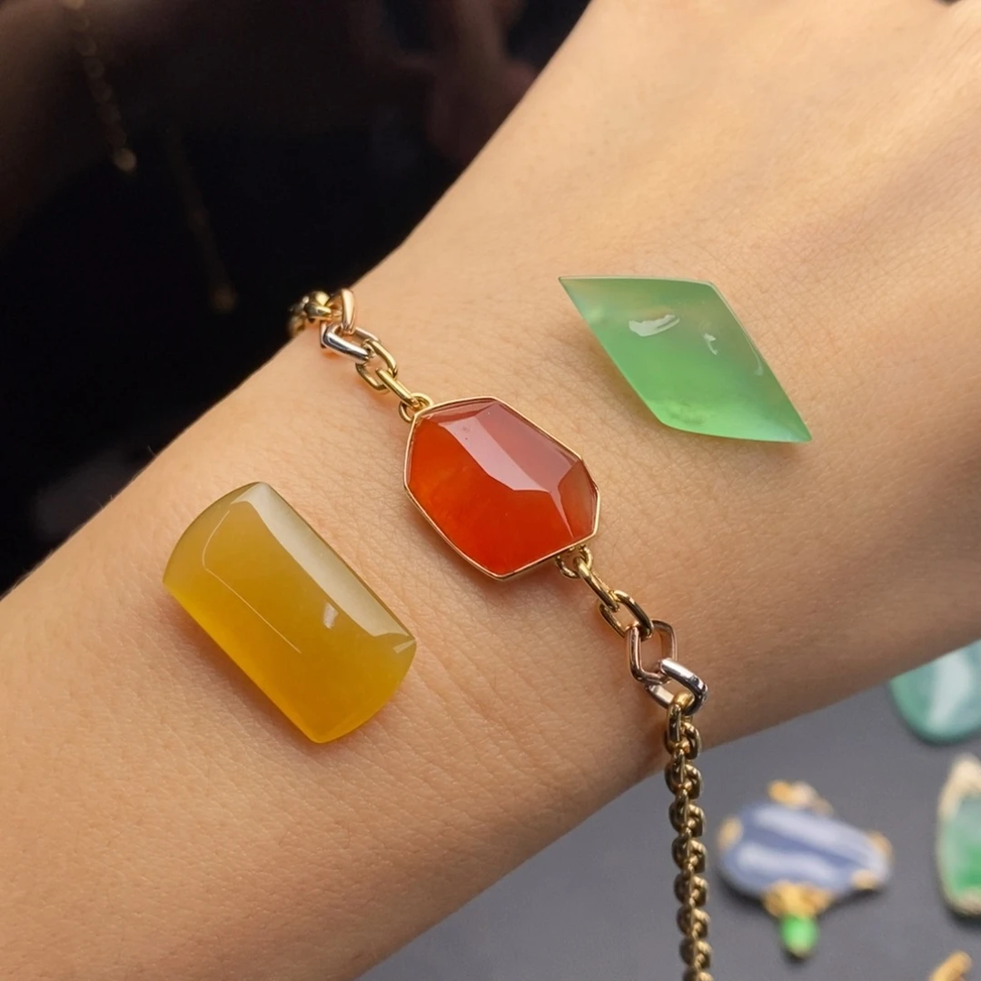 定制翡翠未镶嵌      时尚设计款手链 多色可定制