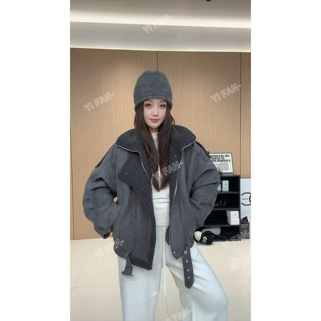 【YIFAN FUR】推荐慵懒风冬季落肩袖女短外套外套女款加厚